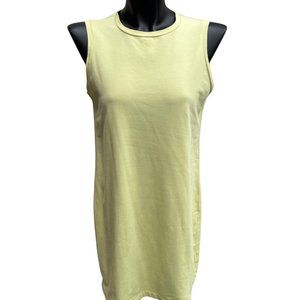 Eileen Fisher Sleeveless Round Neck Mini T-Shirt Dress Cotton Lime Green Size XS